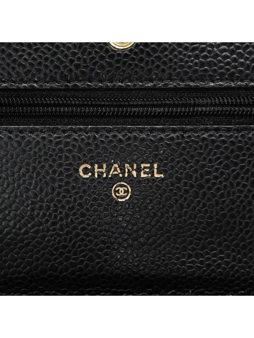Chanel Wallet on Chain Quilted Caviar Leather Black Gold Shoulder Bag